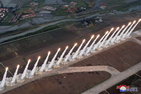 This undated photo provided on Friday, May 31, 2024 by the North Korean government, shows what it says firing drills at an undisclosed place in North Korea. Independent journalists were not given access to cover the event depicted in this image distributed by the North Korean government. The content of this image is as provided and cannot be independently verified. Korean language watermark on image as provided by source reads: "KCNA" (Korean Central News Agency/Korea News Service via AP)