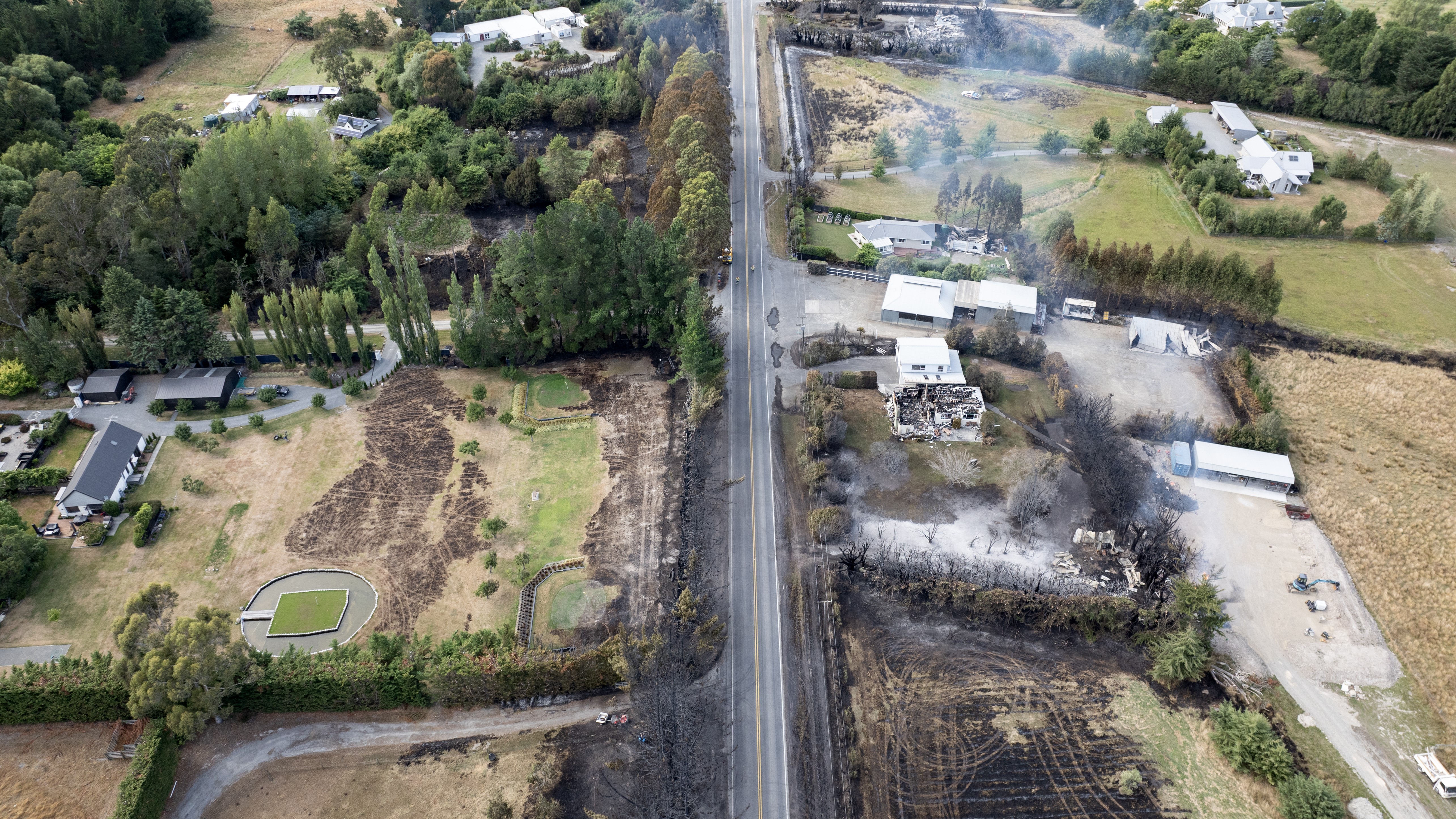 Aerial view of the damage caused by two large vegetation fires in North Canterbury. Photo / George Heard