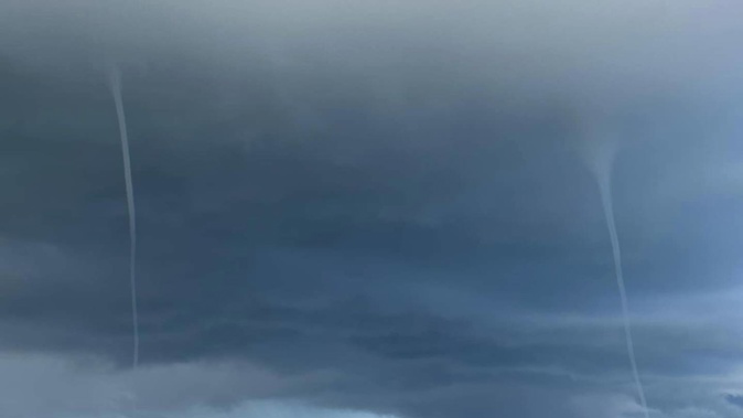 A Taranaki local captured the cloud funnels forming off the coast between Opunake and Manaia. Photo / Nicola Peters