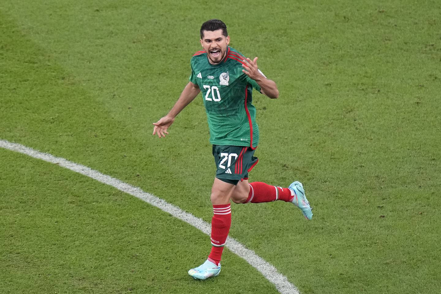 Mexico's Henry Martin celebrates after scoring the opening goal. Photo / AP