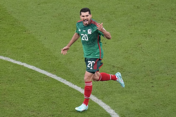Mexico's Henry Martin celebrates after scoring the opening goal. Photo / AP