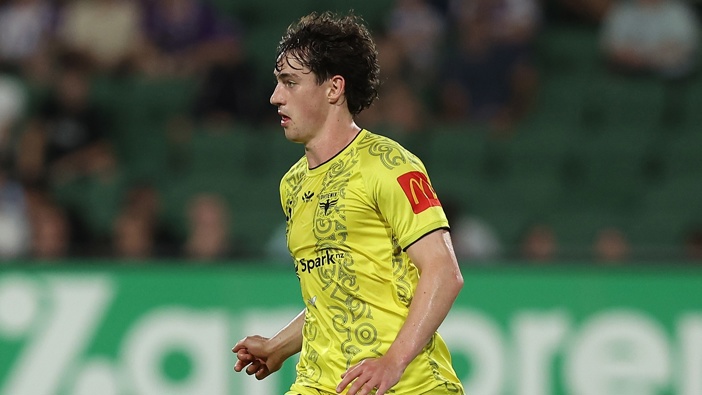 Isaac Hughes of the Phoenix in action during the A-League Men round 18 match between Perth Glory and Wellington Phoenix at HBF Park, on February 24, 2024, in Perth, Australia. (Photo by Paul Kane/Getty Images)