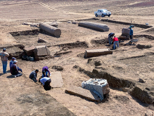  Archeologists working in the ruins of a temple for Zeus-Kasios, the ancient Greek god, at the Tell el-Farma archaeological site in the northwestern corner of the Sinai Peninsula. (Photo  / AP)