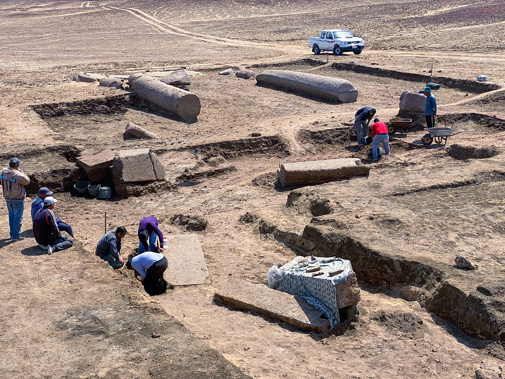 Archeologists working in the ruins of a temple for Zeus-Kasios, the ancient Greek god, at the Tell el-Farma archaeological site in the northwestern corner of the Sinai Peninsula. (Photo / AP)