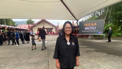 Lady Tureiti Moxon at the Hui a Iwi in Ngāruawāhia.