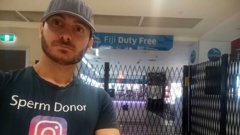 Serial sperm donor Kyle Gordy, pictured at Nadi International Airport, has been denied entry into New Zealand. (Photo / NZ Herald)