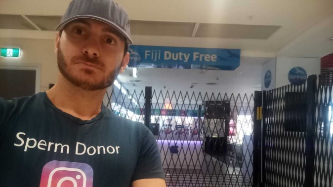 Serial sperm donor Kyle Gordy, pictured at Nadi International Airport, has been denied entry into New Zealand. (Photo / NZ Herald)