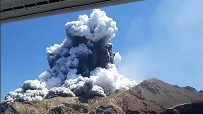 Still from video shot from a tourist boat next to White Island just as the volcano erupted about 2:15pm on the 9th of December 2019. (Photo / Allessandro Kauffman)