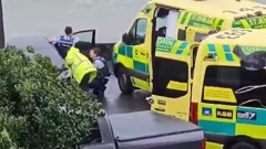 Emergency services at the scene of an incident in Westmere, Auckland.