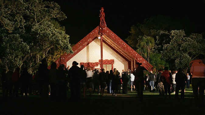 The Meeting House on the Treaty grounds during a Dawn service to celebrate Waitangi Day (Getty Images)
