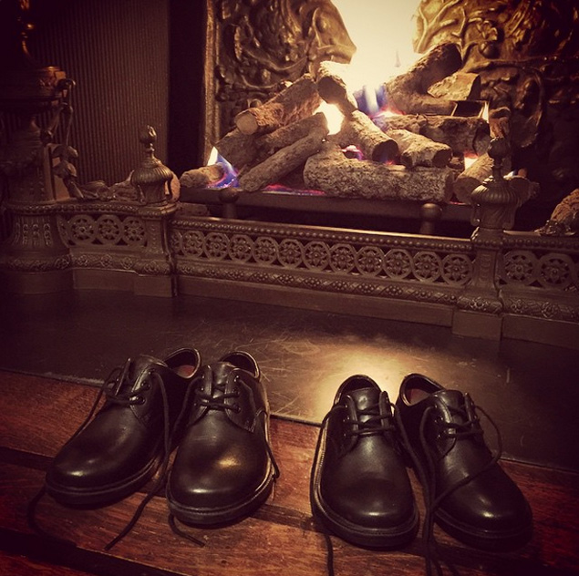 "Our little ring bearers are fast asleep, and their shoes are polished and ready for tomorrow's celebration. @DavidFurnish #ShareTheLove"