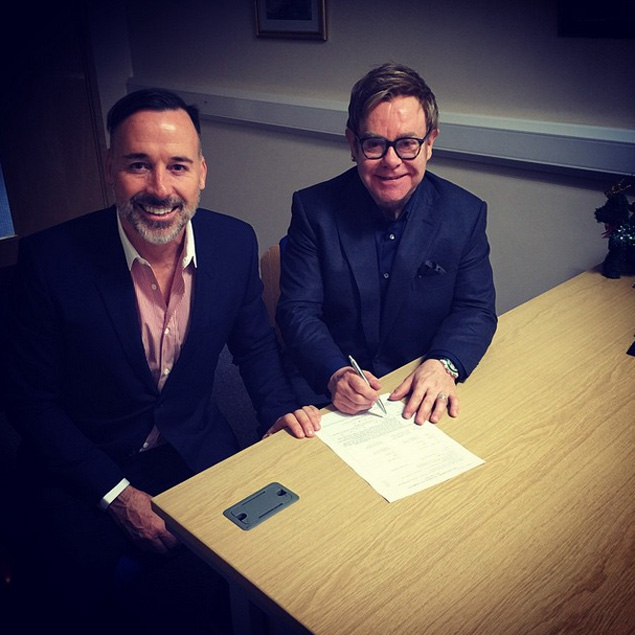 "That's the legal bit done. Now on to the ceremony!  #ShareTheLove @DavidFurnish"