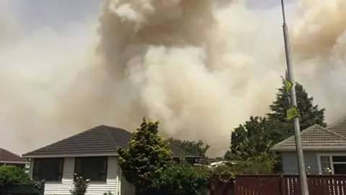 Smoke rising over Hornby from the grass fire. (Rose Riely via Facebook)