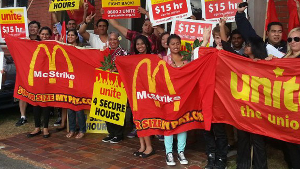 A previous Unite Union protest against McDonalds (Supplied)