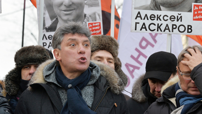 Boris Nemtsov during a protest against the Putin regime. (Getty Images) 