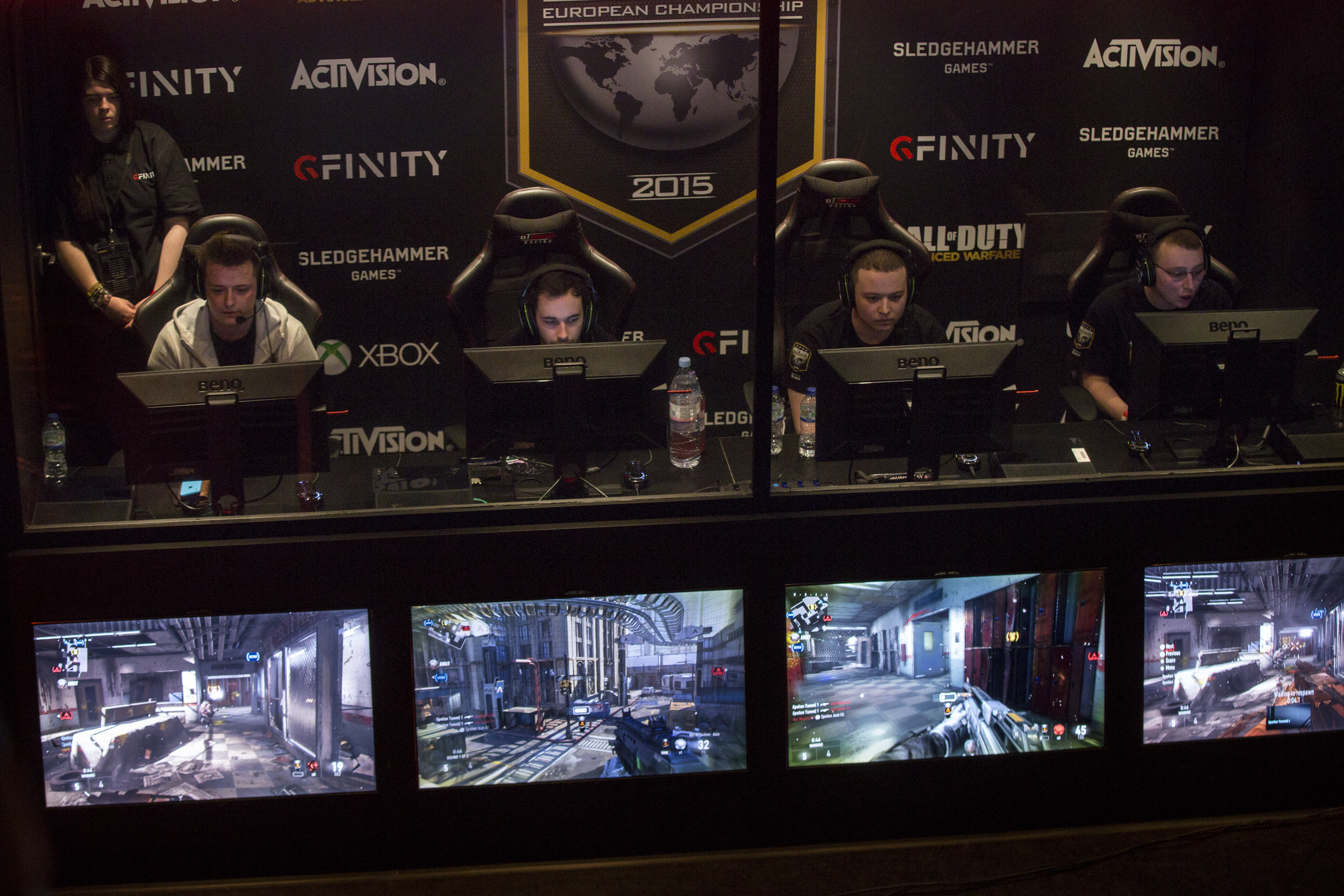 Teams take part in a qualifying match at the 2015 Call of Duty European Championships at The Royal Opera House.
