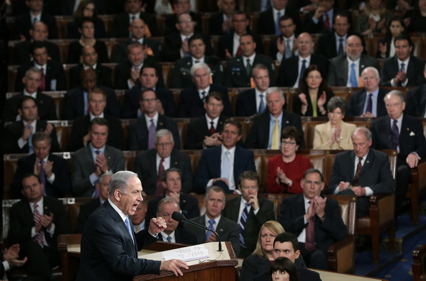 Israeli Prime Minister Benjamin Netanyahu addresses a joint meeting of the United States Congress in the House chamber at the U.S. Capitol March 3, 2015 in Washington, DC.