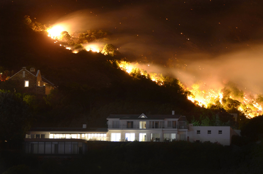 Raging fire in Hout Bay on March 3, 2015, in Cape Town, South Africa.