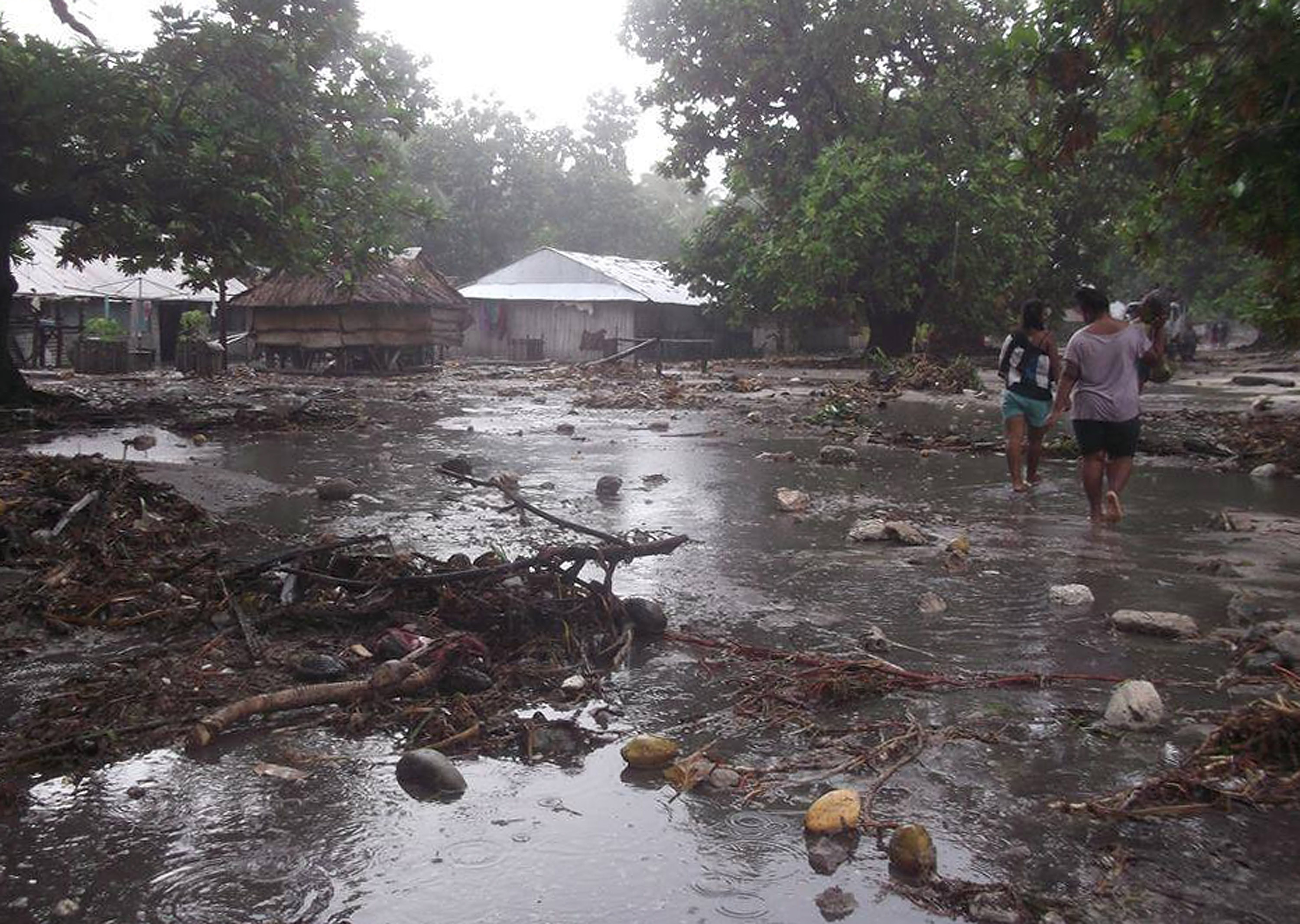 More rubble left behind by Cyclone Pam in Kiribati.