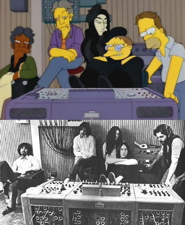 Apu, Seymour Skinner, Barney and Homer as 'The Be Sharps' / The Beatles