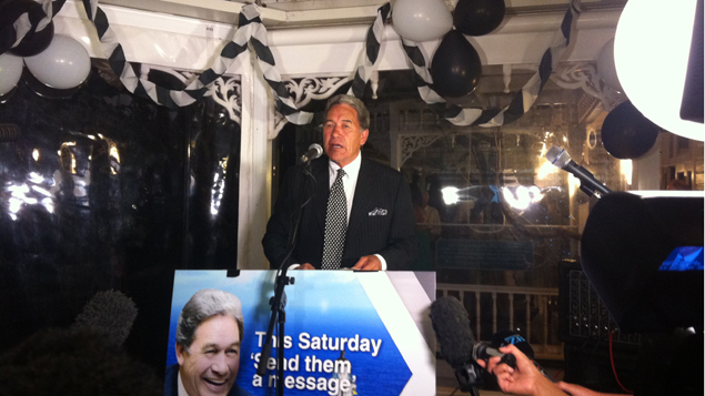 Winston Peters addressing the party faithful (Annabel Reid)  