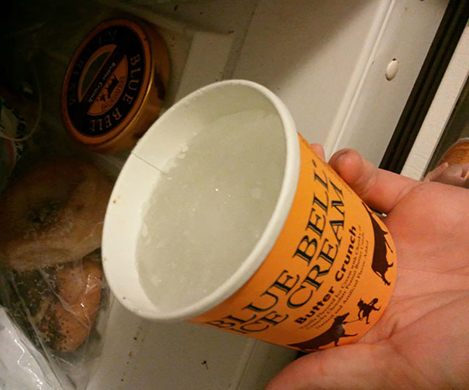 Take out the ice cream, put in the ice (imgur)