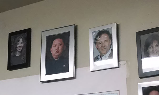 A bit more subtle could be hanging a pic of Kim Jong-Un in your colleague's work space?