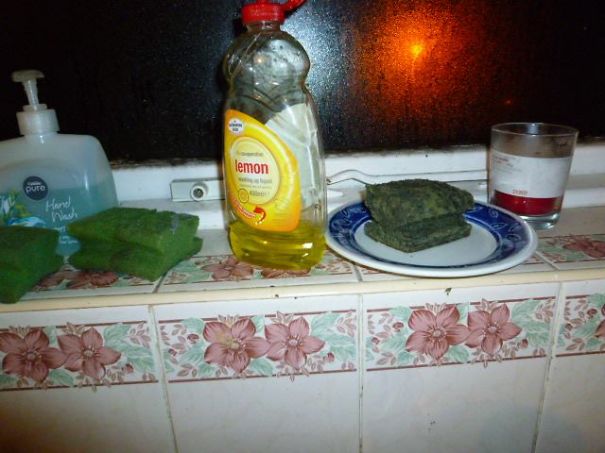 Make a mouldy cake (right) and shape it to be like a sponge