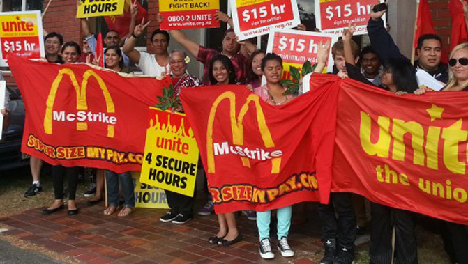 Unite Union demonstrating against McDonalds. 