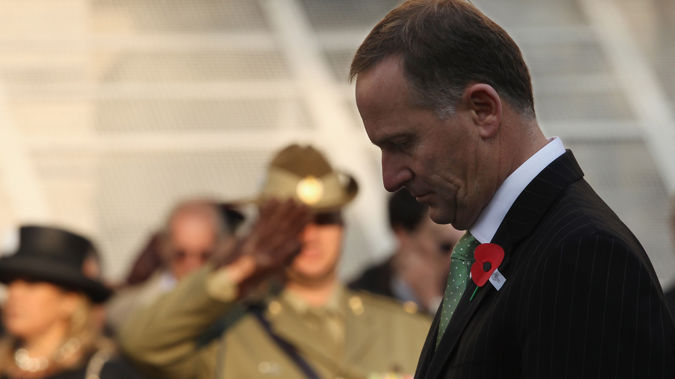 New Zealand Prime Minister John Key joins in a service of remembrance at the Cenotaph on Whitehall on April 25, 2011 in London (Getty Images)