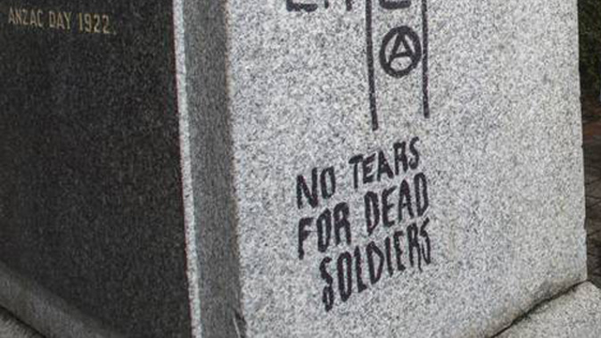 Vandalism on the memorial in Wollongong. 