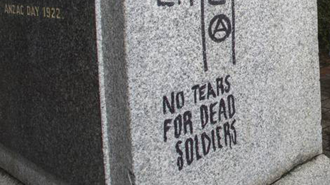 Vandalism on the memorial in Wollongong.