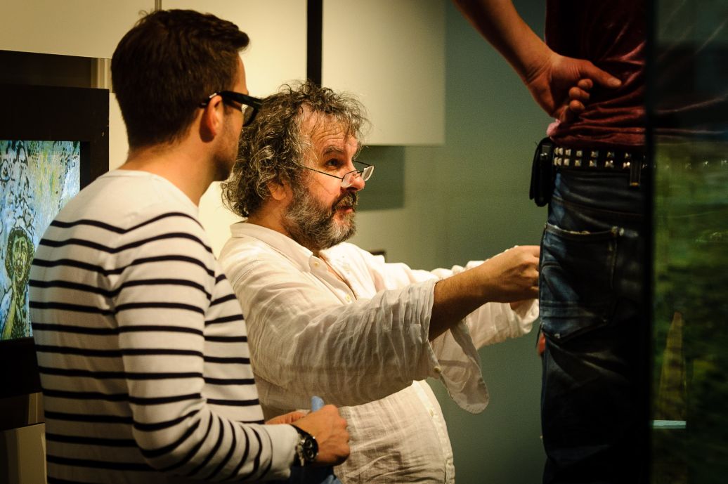 Sir Peter Jackson putting the finishing touches on before the opening ceremony. WELLINGTON, NEW ZEALAND - May 04: Opening of "Gallipoli: the New Zealand Story in Colour"  Great War Exhibition, Pukeahu National War Memorial, Buckle St, Wellington May 04, 2015 in Wellington, New Zealand. (Photo by Mark Tantrum/ mark tantrum.com)