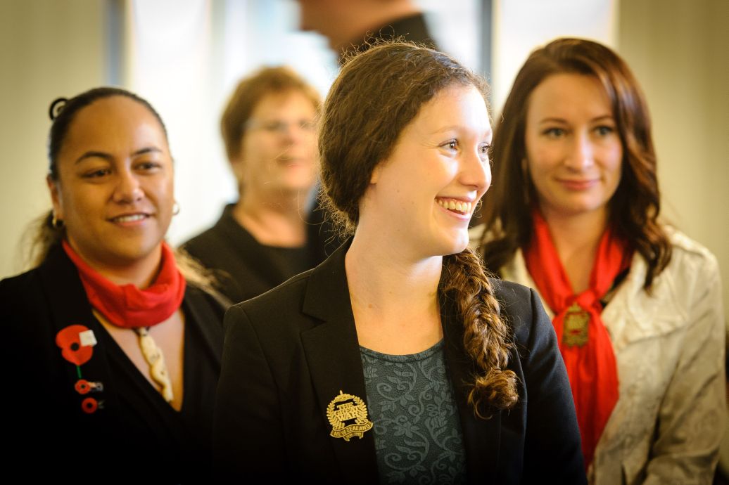 Staff gather prior the opening cermony. WELLINGTON, NEW ZEALAND - May 04: Opening of "Gallipoli: the New Zealand Story in Colour"  Great War Exhibition, Pukeahu National War Memorial, Buckle St, Wellington May 04, 2015 in Wellington, New Zealand. (Photo by Mark Tantrum/ mark tantrum.com)