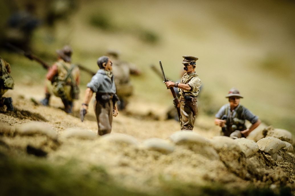Figurine of Lieutenant Colonel William Malone in the battle. WELLINGTON, NEW ZEALAND - May 04: Opening of "Gallipoli: the New Zealand Story in Colour"  Great War Exhibition, Pukeahu National War Memorial, Buckle St, Wellington May 04, 2015 in Wellington, New Zealand. (Photo by Mark Tantrum/ mark tantrum.com)