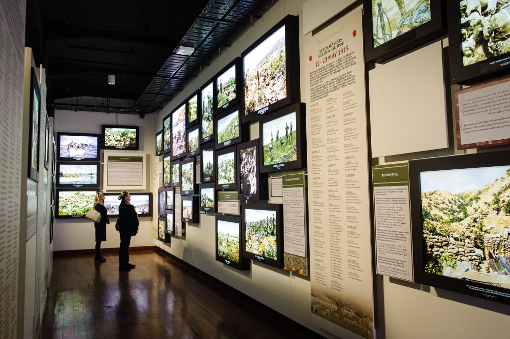 Public start working their way through the exhibition. WELLINGTON, NEW ZEALAND - May 04: Opening of "Gallipoli: the New Zealand Story in Colour"  Great War Exhibition, Pukeahu National War Memorial, Buckle St, Wellington May 04, 2015 in Wellington, New Zealand. (Photo by Mark Tantrum/ mark tantrum.com)