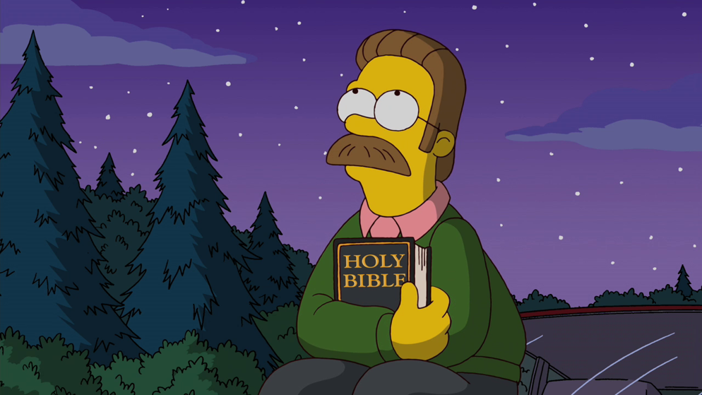 Ned Flanders, who lives next to the Simpsons. 