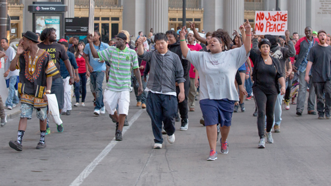 Protesters taking to the streets in Cleveland (Getty Images)
