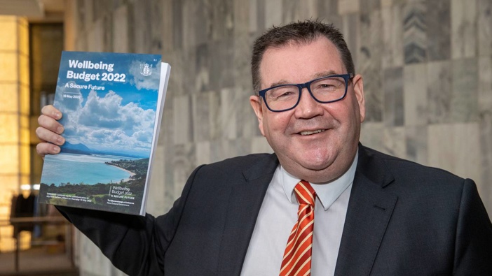 Finance Minister Grant Robertson with Budget 2022. Photo / Mark Mitchell