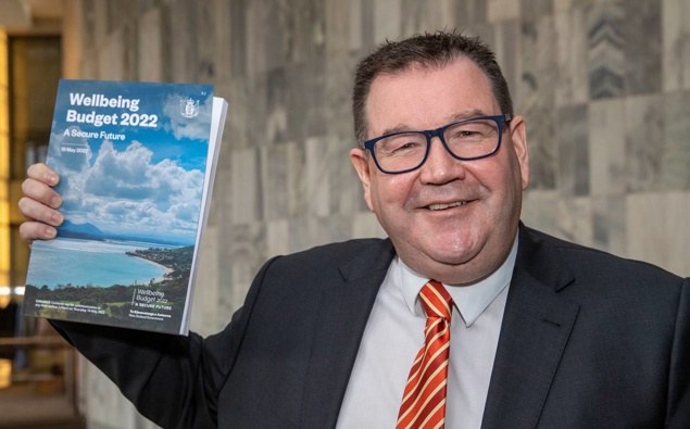 Finance Minister Grant Robertson with Budget 2022. Photo / Mark Mitchell