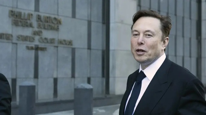 Elon Musk leaves the Phillip Burton Federal Building and United States Court House in San Francisco. Photo / AP