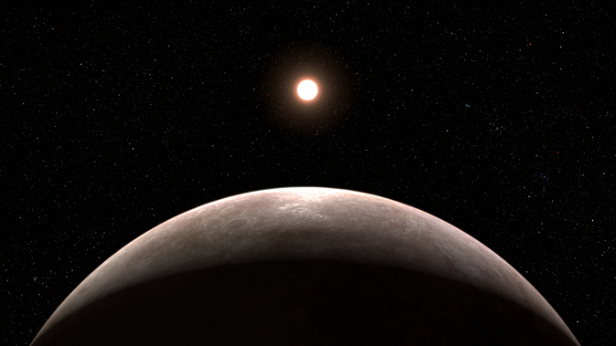 Based on new evidence from the James Webb Space Telescope, the exoplanet LHS 475 b is rocky and almost precisely the same size as Earth. Illustration / NASA, ESA, CSA