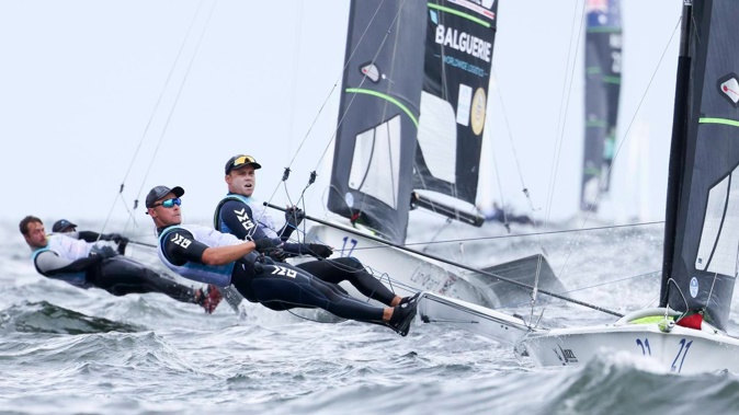 Isaac McHardie and Will McKenzie ensured NZ would have a 49er boat at the Olympics. Photo / World Sailing