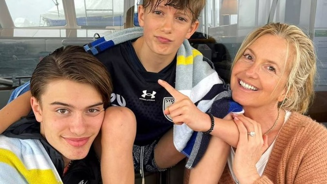 Penny Lancaster with sons Aiden, 12, and Alastair, 17. Photo / @penny.lancaster