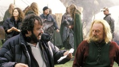 Sir Peter Jackson and Bernard Hill during the filming of 'The Lord of the Rings: The Return of the King' in 2003.