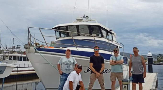 Yuwindi 2 crew (from left) Paul Maydon, Bruce Ellwood, Rob Mariott, Stefan Schischka and Phil Andrew. (Photo / Supplied)