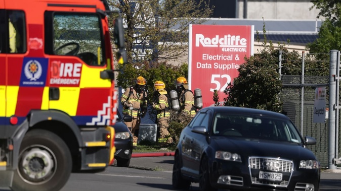Emergency services are responding to a possible gas bottle explosion in the Christchurch suburb of Hornby this morning. Photo / George Heard