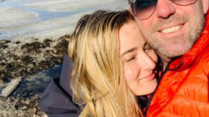 Finn Batato and partner Simone Meier at Snells Beach in August 2020. Photo / Supplied