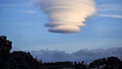 A lenticular cloud over Taranaki caused concern that aliens were invading in Taranaki. Photo / Rebecca King