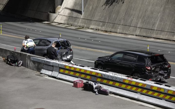 The Terrace Tunnel in central Wellington closed in both directions following a three-vehicle crash on Wednesday afternoon. Photo / RNZ
